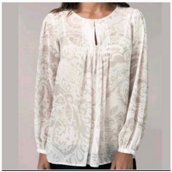 CAbi Size M Pin-Tuck  Pleated Peasant Sheer Blouse #634 - Picture 1 of 7